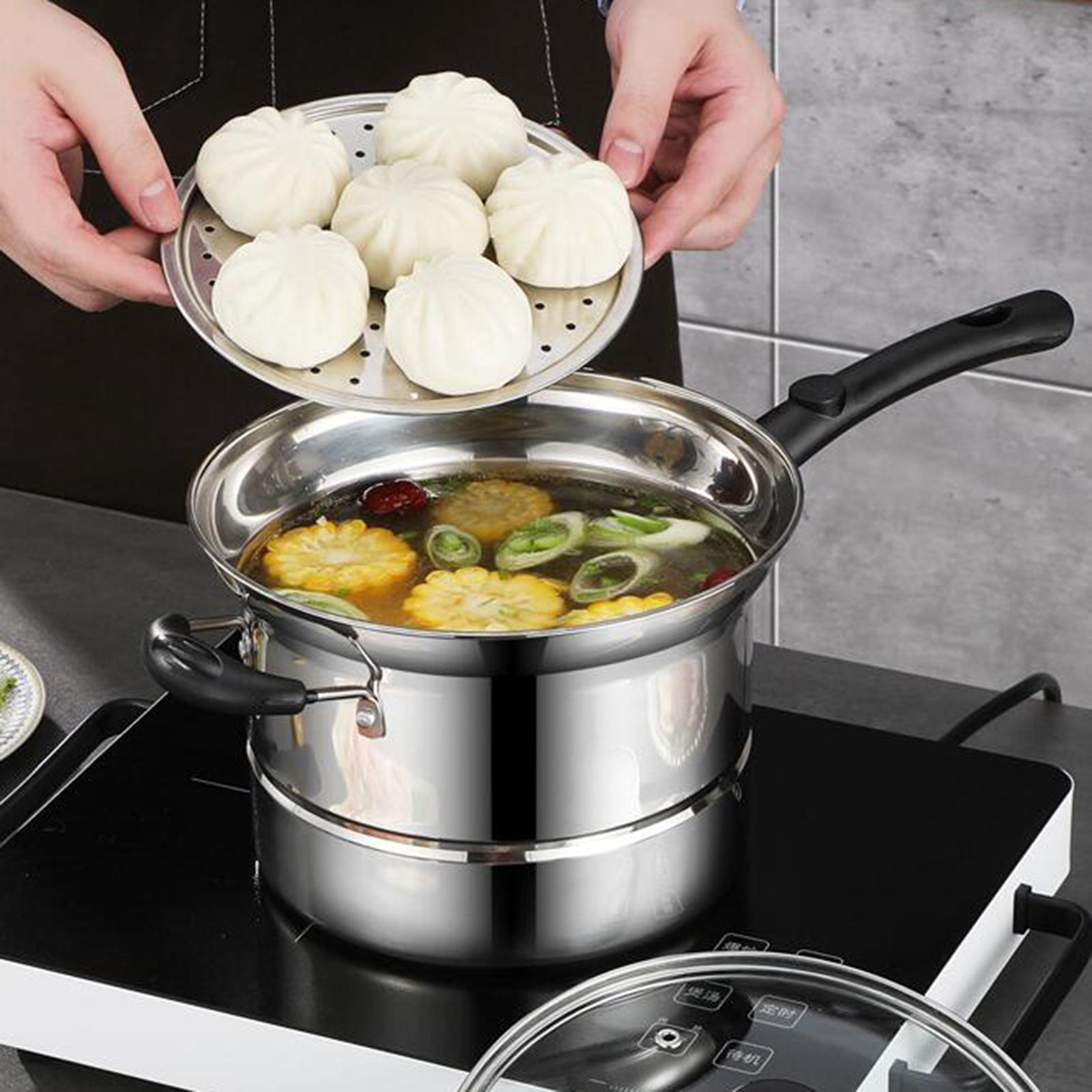 Stainless Steel Sauce Pan, Universal Utensils with Lid Handle Milk Pan Small Pot for Cooking Restaurant Party Indoor Outdoor Dining Room