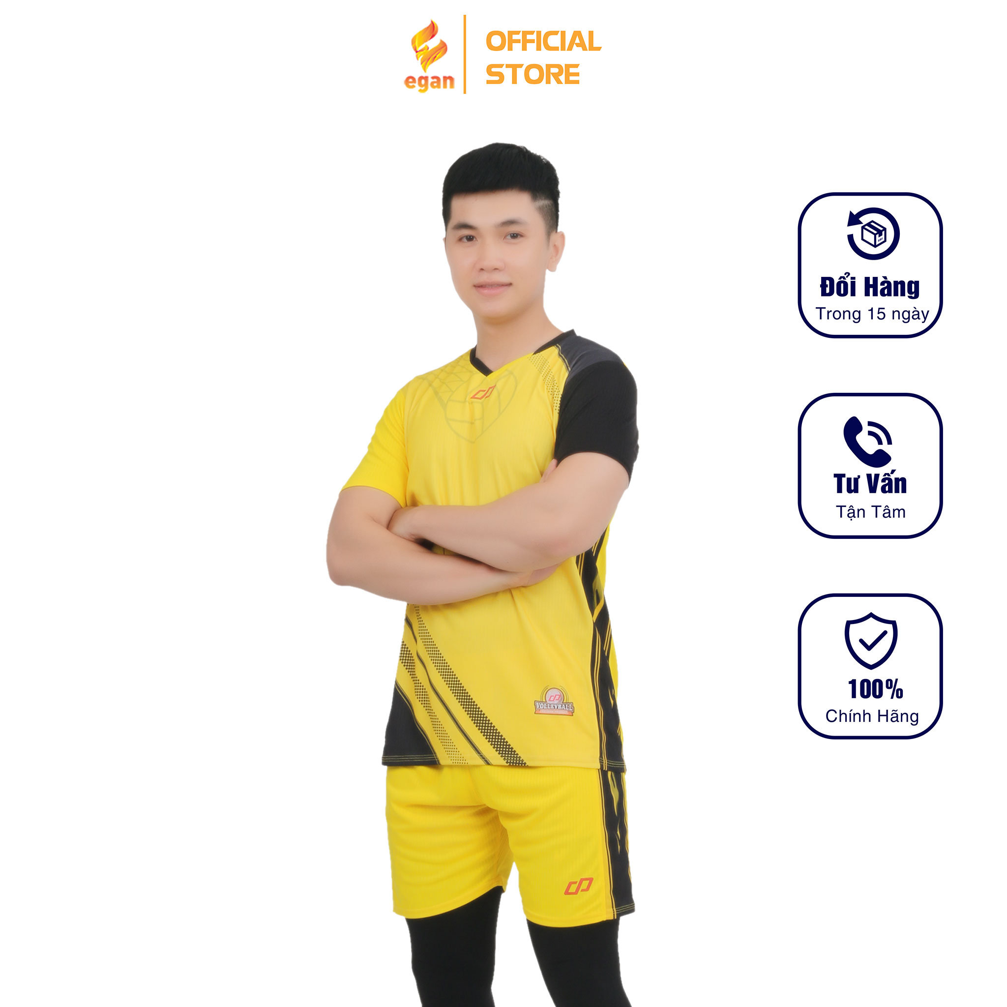 Bộ Quần Áo Thể Thao Bóng Chuyền Màu Vàng Nam GALVIN – CP SPORT BC03