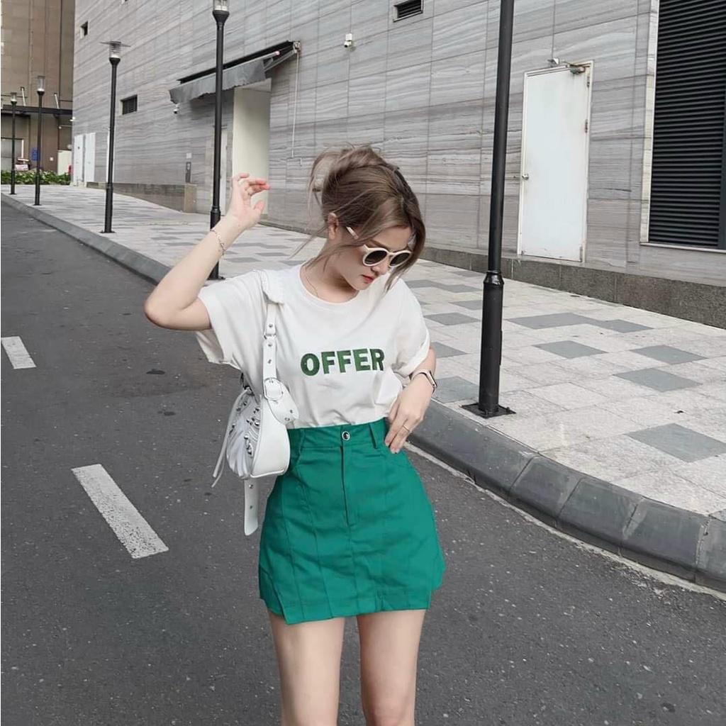 FREESHIP Sét Đồ Bộ Nữ Áo Thun Cotton Cổ Tròn & Váy Đùi Tuyết Mưa Thiết Kế Sang Chảnh KImGIA DS