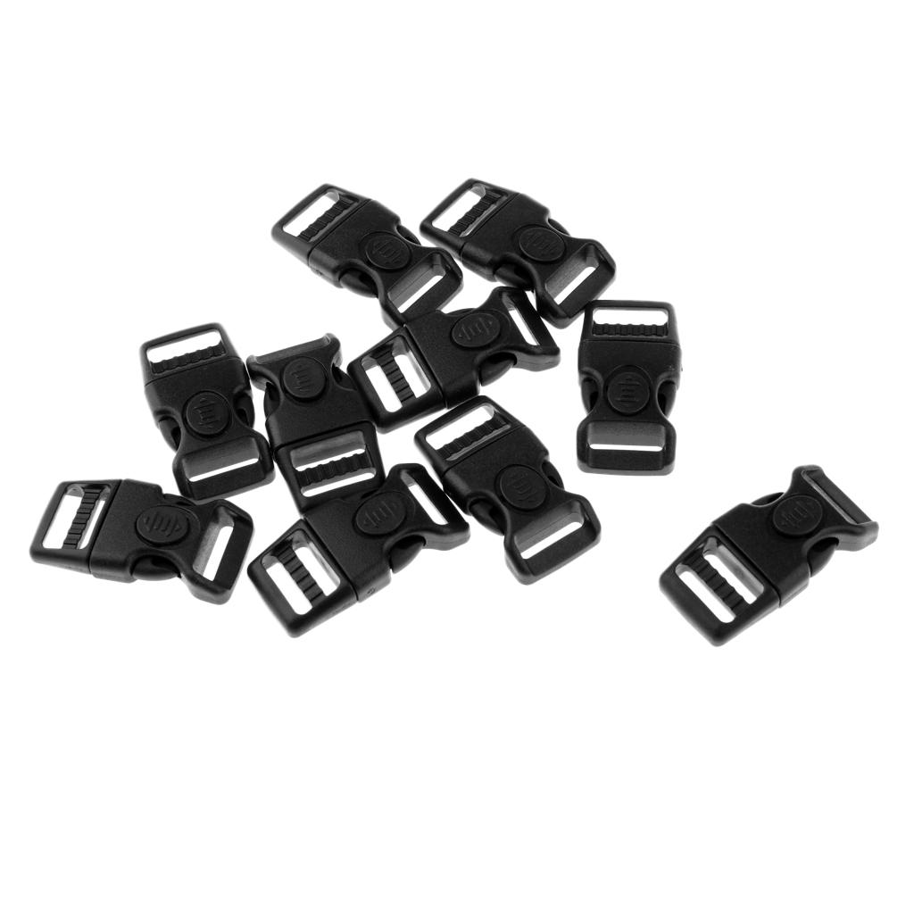10pcs Plastic Black Curved Buckle Side Release For Paracord Bracelet