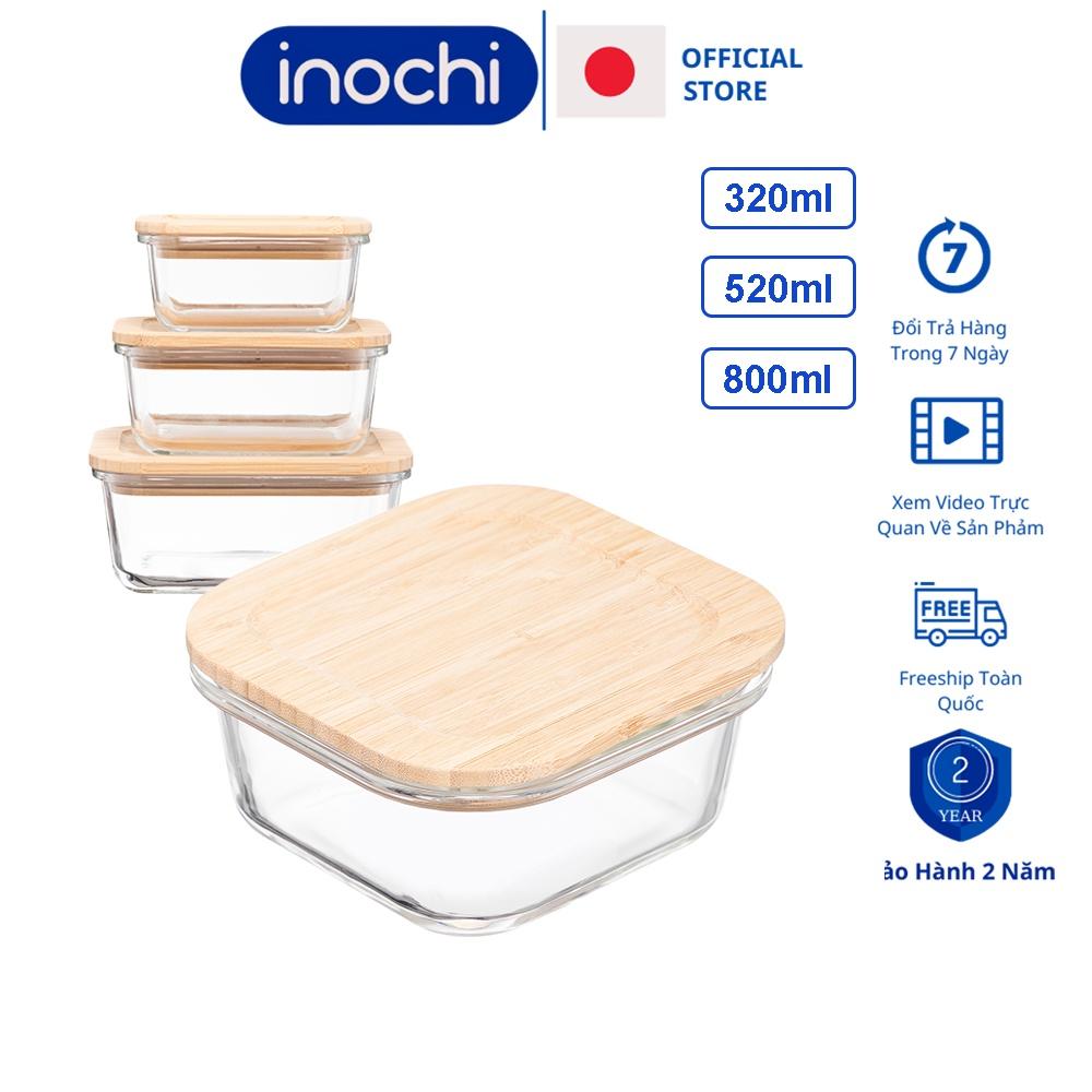 Hộp thủy tinh nắp tre hộp đựng thực phẩm Nikko Inochi