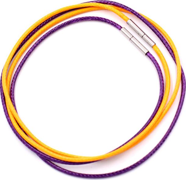 Combo 2 dây vòng cổ cao su vàng, tím móc inox  DCSVI1 - Dây dù bọc cao su