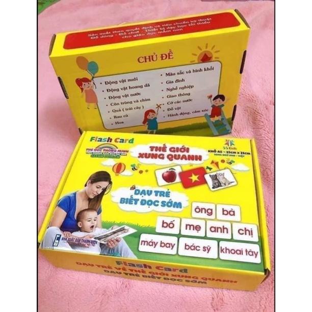 Thẻ học thông minh song ngữ Anh- Việt 15 chủ đề khổ A5 (15cm X 21 cm) Dành cho bé từ 0-6 tuổi