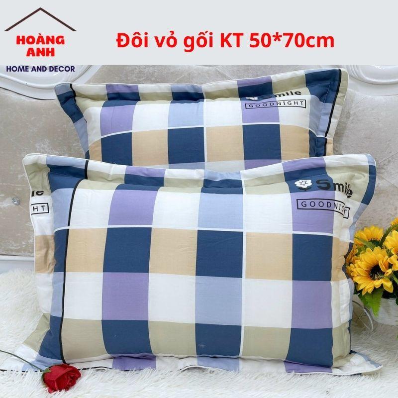 Vỏ gối cottong 100% trần bông hàng loại 1 họa tiết kẻ KT 50*70cm