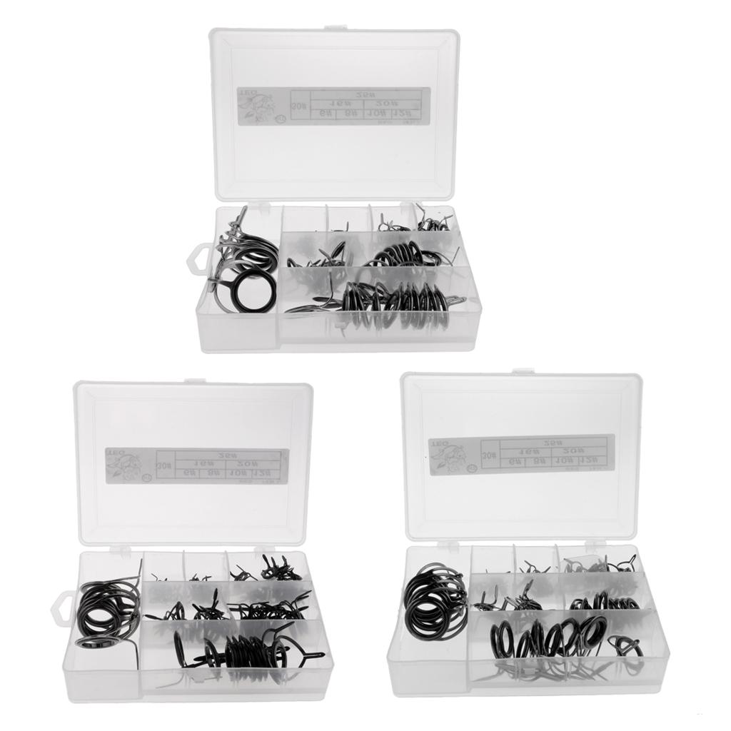 75x Stainless Steel Fishing Rod Guide Ring Rod Repair Kit DIY Tip Ring