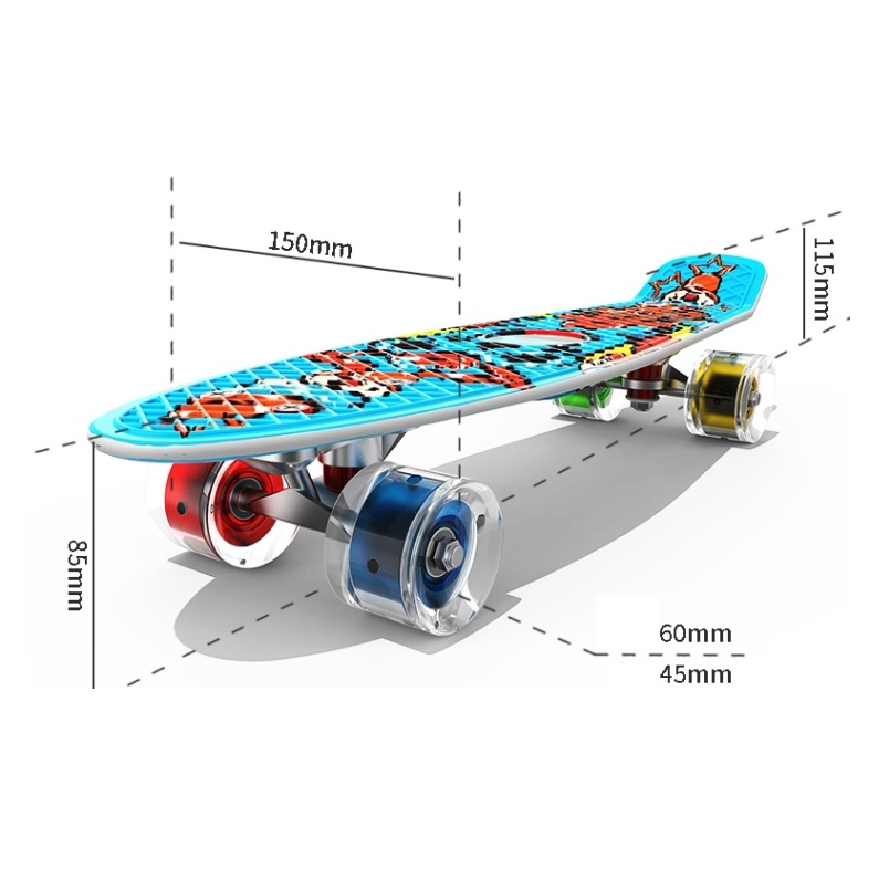 Ván Trượt 3D Skateboard Penny Có 4 Đèn Led