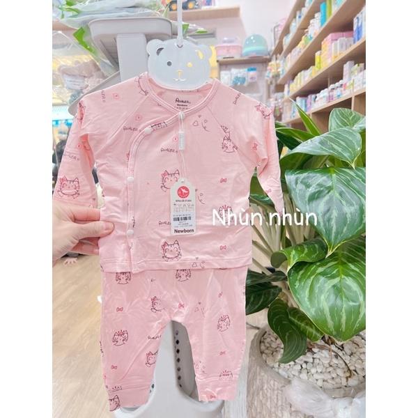 Bộ Avaler sơ sinh sợi tre/ cotton nỉ cài lệch/cài chéo size Nb/3-6m