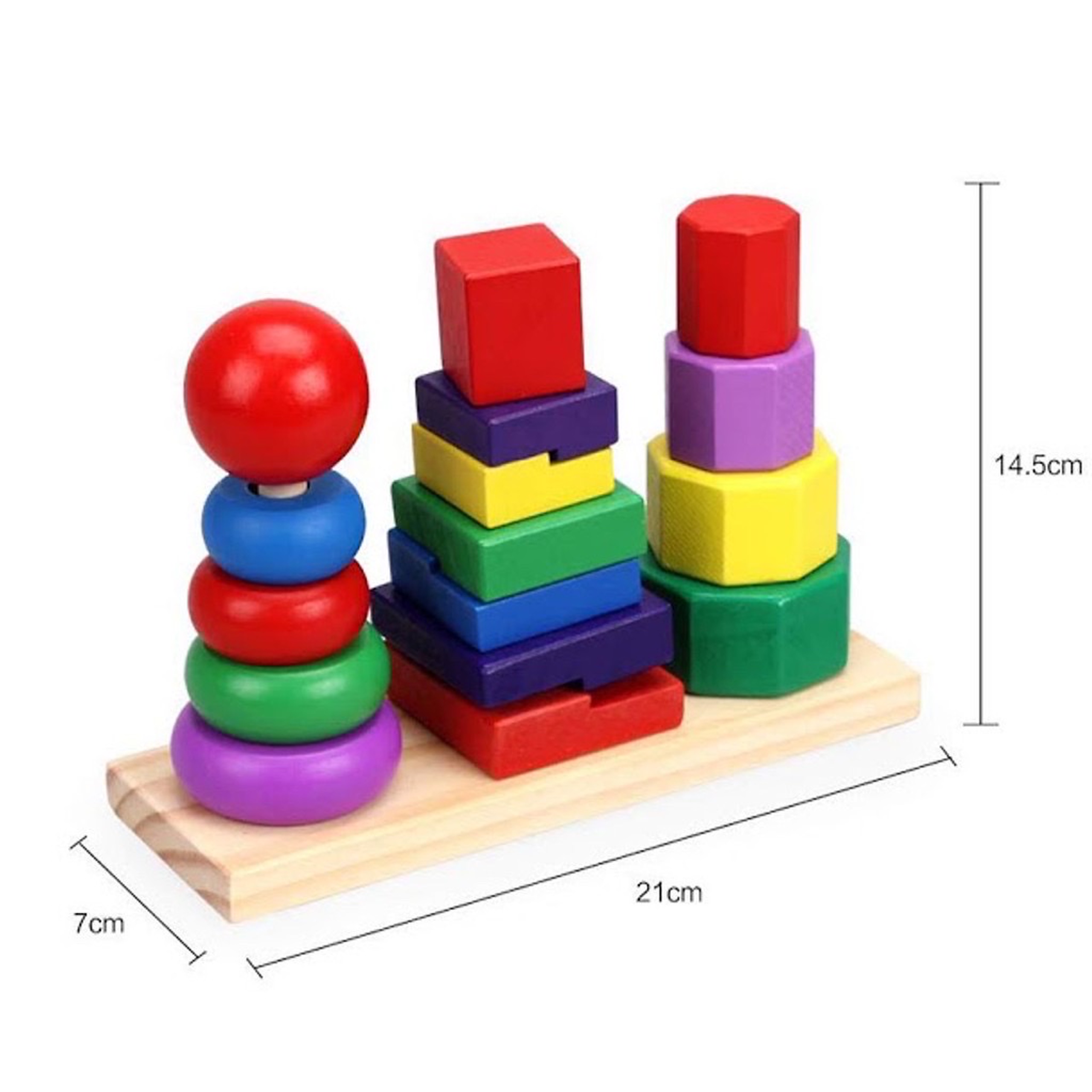 Đồ chơi tháp xếp chồng gỗ 3 cọc Montessori