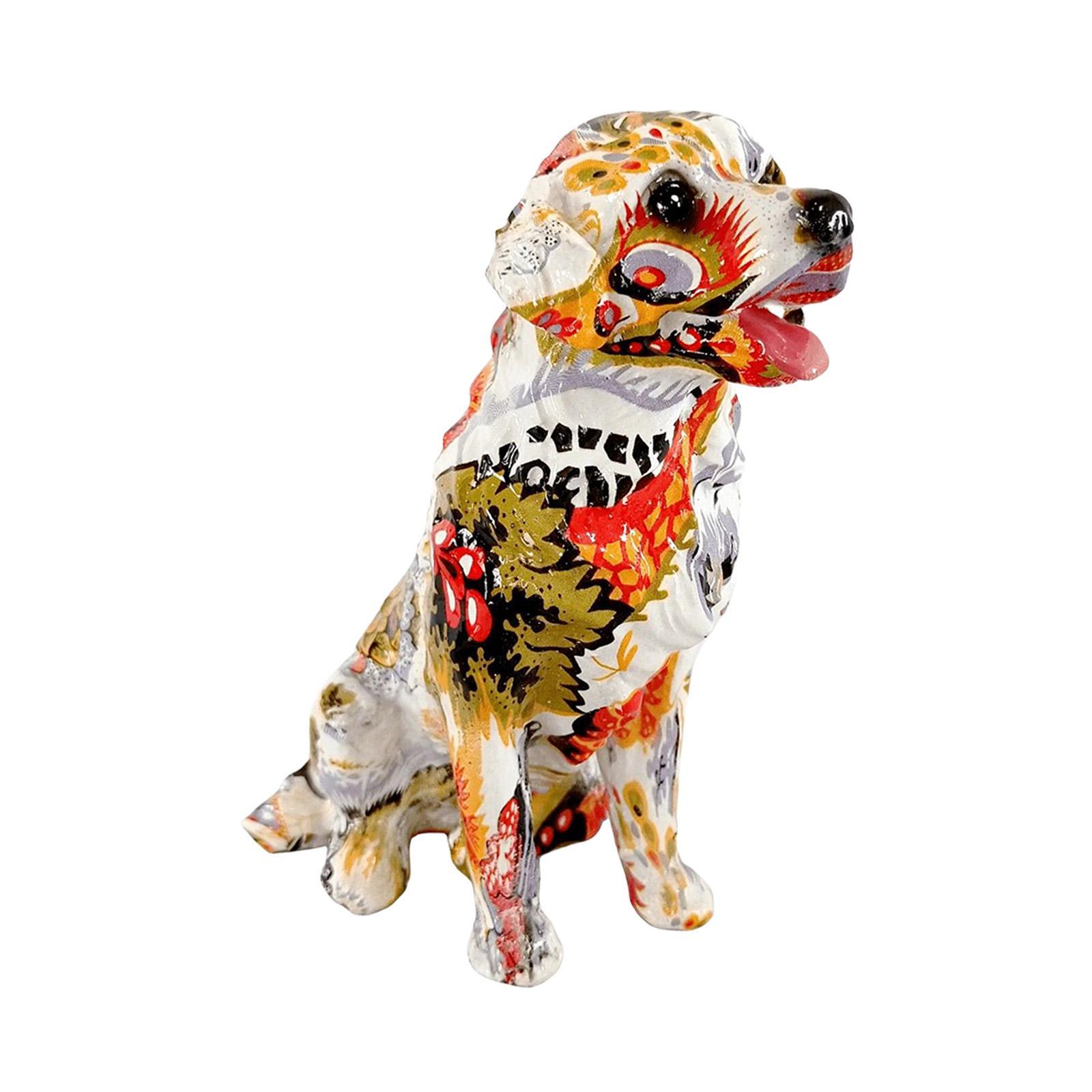 Colorful Dog Statues Animal Figure Dining Room Graffiti Figurines Sculptures