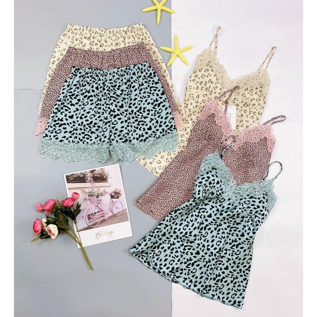 SX 547-1 bộ lụa satin beo hồng siêu xinh - đồ ngủ cao cấp -KellyWang
