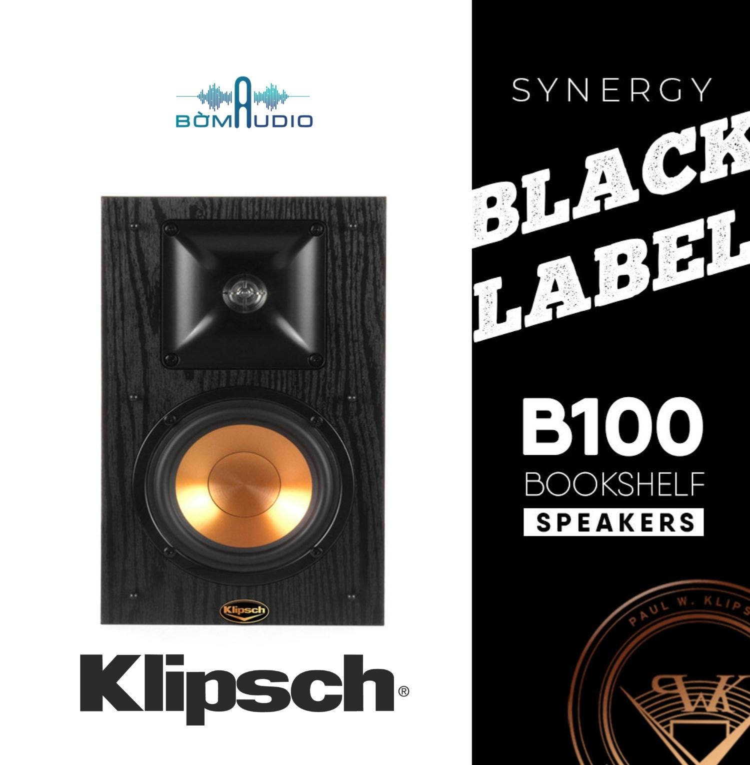 KLIPSCH SYNERGY BLACK LABEL B-100 | Loa Bookshelf Mini Của Klipsch_Hoa Kỳ - Loa Treble 25mm Dome Aluminum _ Thiết kế Họng Kèn TractrixHorn 90°x90° Độc Đáo - Loa Mid/Bass 102mm Màng Cerametallic Mạ Copper Cổ Điển | Hàng Chính Hãng _ Mới 100%