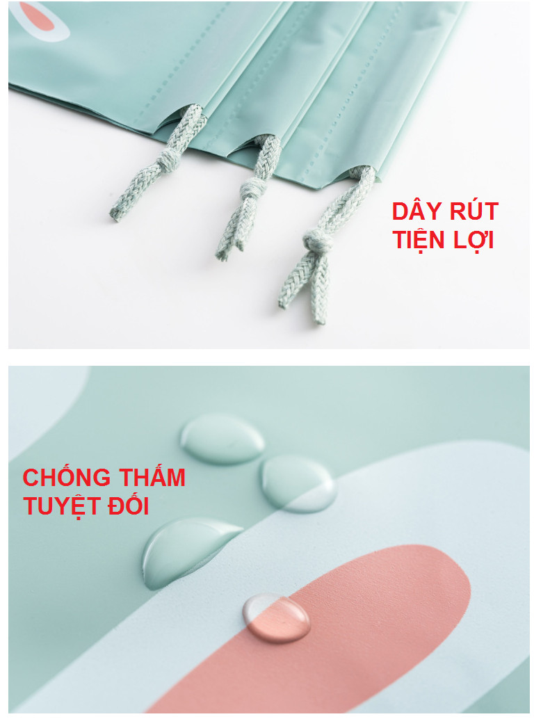 Combo 3 Túi Đựng Đồ Du Lịch dây rút hoạt hình xếp đồ gọn gàng trong vali Chống Thấm Bag in Bag (giao ngẫu nhiên)