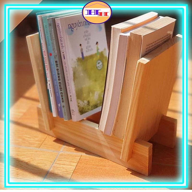 Kệ sách mini để bàn,Giá sách bằng gỗ thông tự nhiên