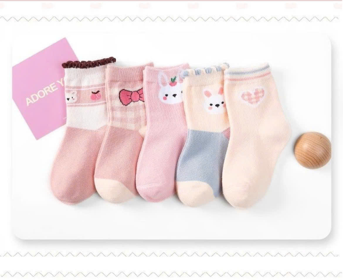 SET 5 ĐÔI TẤT VỚ 35 DỄ THƯƠNG TỪ 1-12 TUỔI DÀNH CHO BÉ GÁI