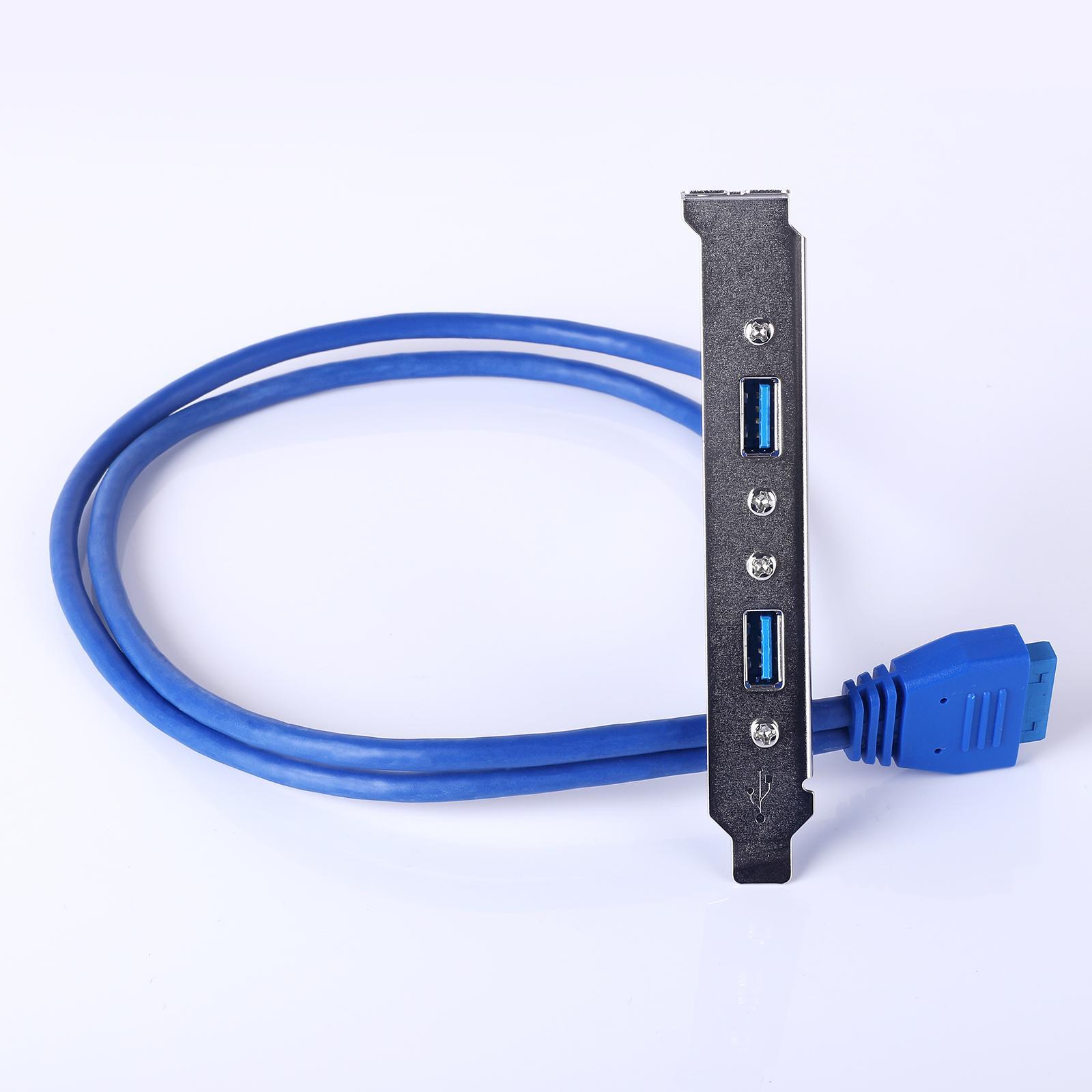 Dual 2 Ports USB 3.0 Back Panel to 20pin Header Cable with PCI Plate Bracket