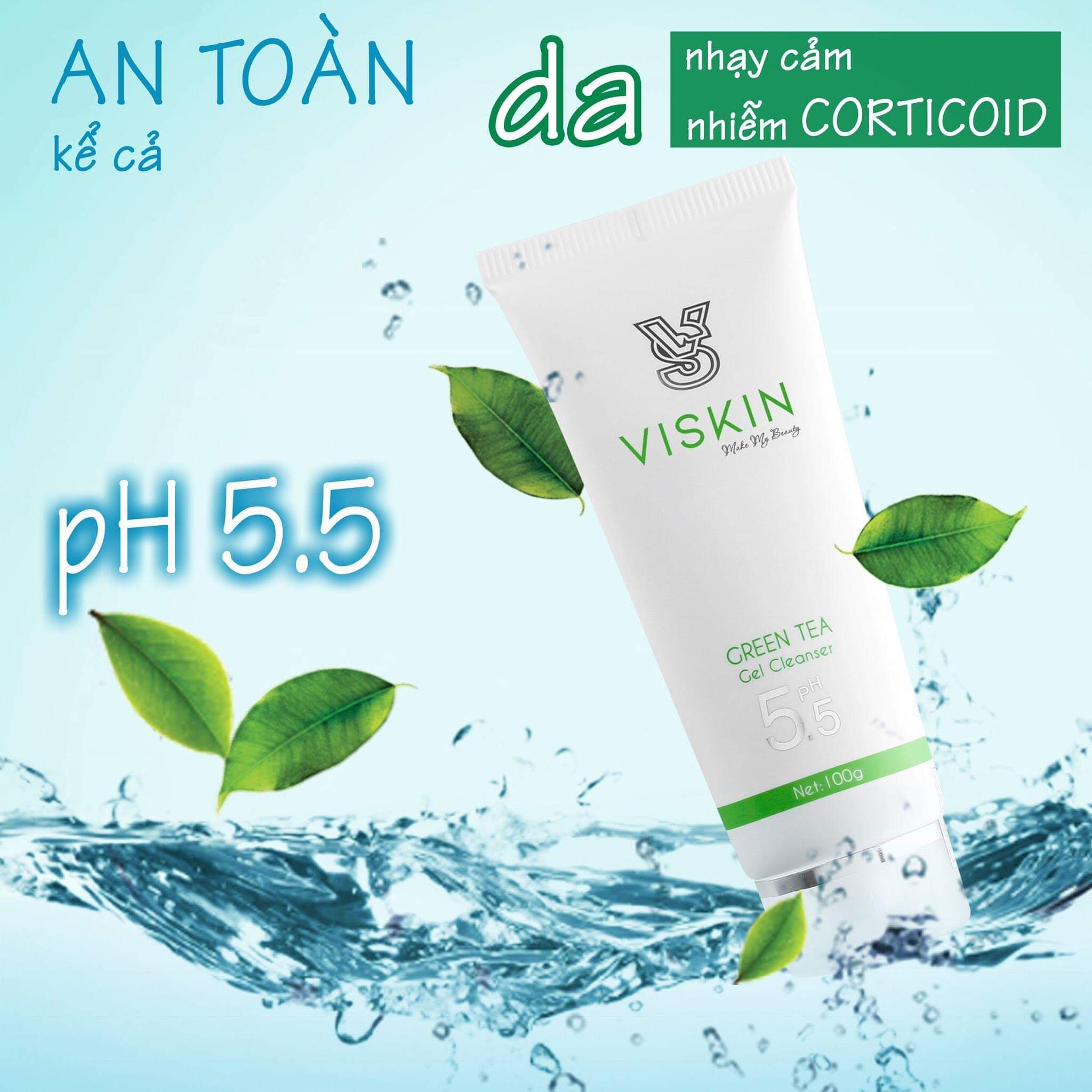 VISKIN GREEN TEA GEL CLEANSER - SỮA RỬA MẶT TRÀ XANH VISKIN - pH5.5