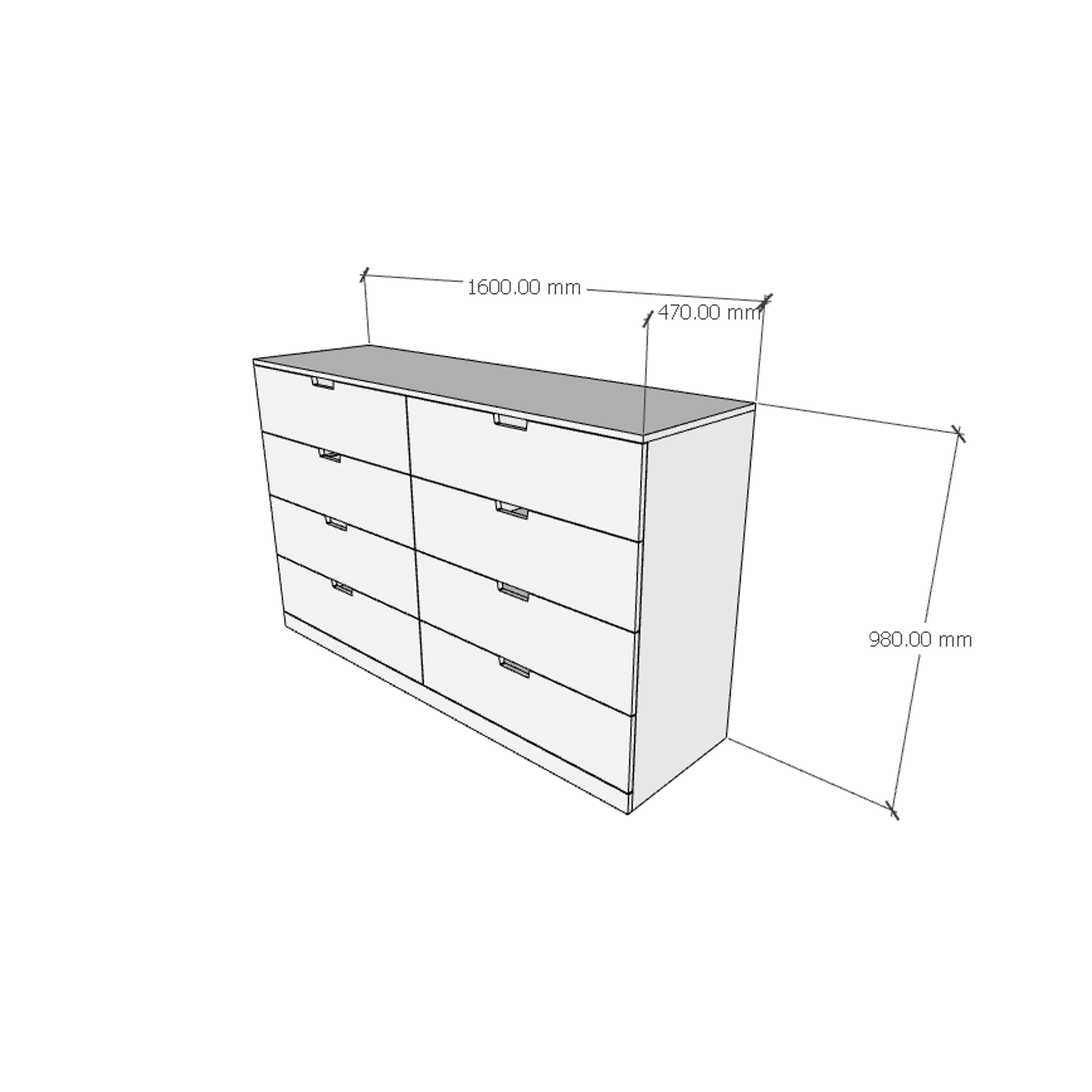 SCANDINA, Tủ đựng đồ 8 ngăn kéo, 160cm x 47cm x 98cm ( DxRxC), THK_097