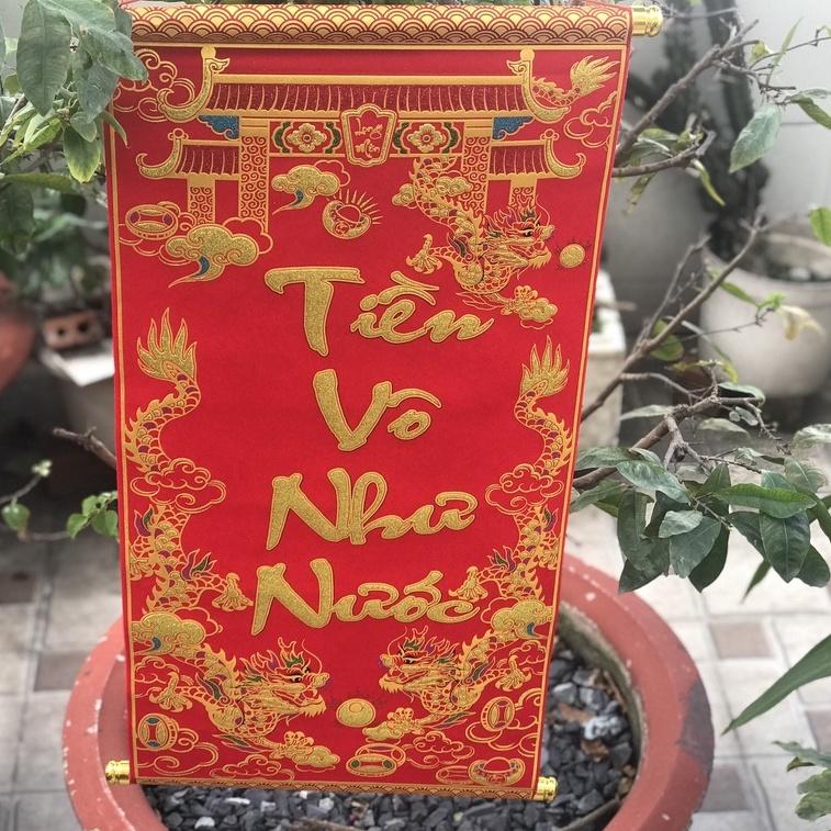 Liễng trang trí tết in chữ Việt Nam làm từ vải nhung