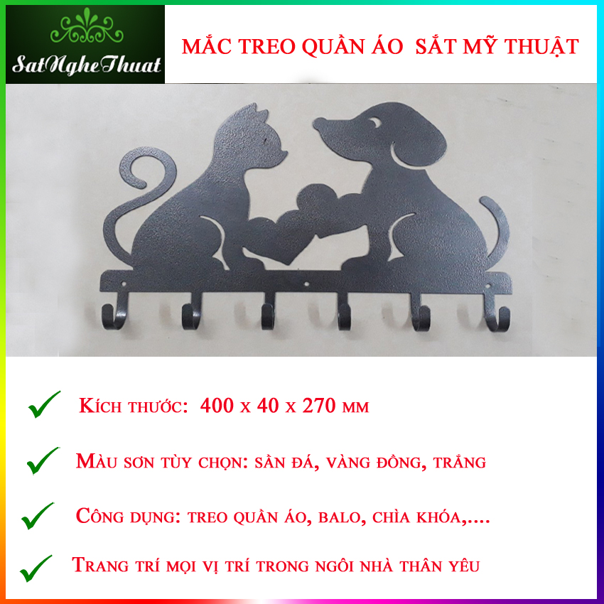 Móc áo treo tường sắt mỹ thuật đa năng vừa treo đồ vừa trang trí nhà cửa