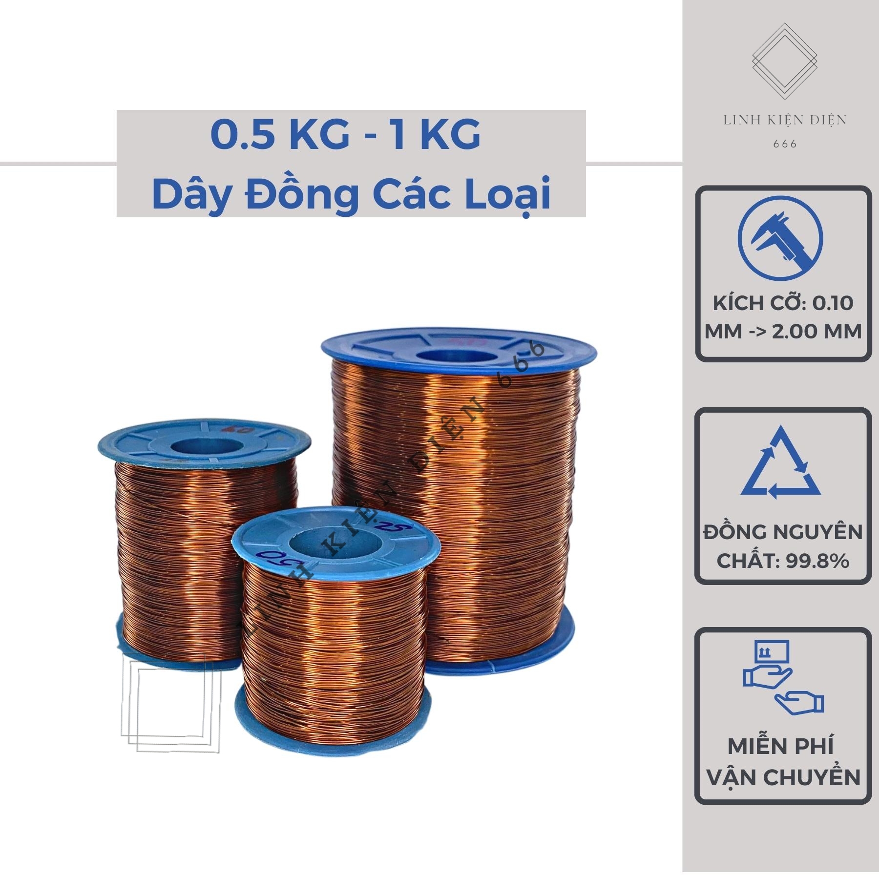 Dây Đồng Cách Điện 0.5 Kg và 1 Kg Quấn Biến Áp Quấn Motor