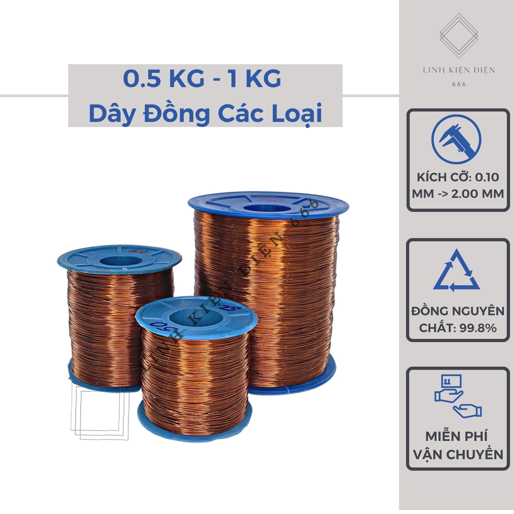 Dây Đồng Cách Điện (0.1 - 2.0 mm) 0.5 Kg và 1 Kg Quấn Biến Áp Quấn Motor