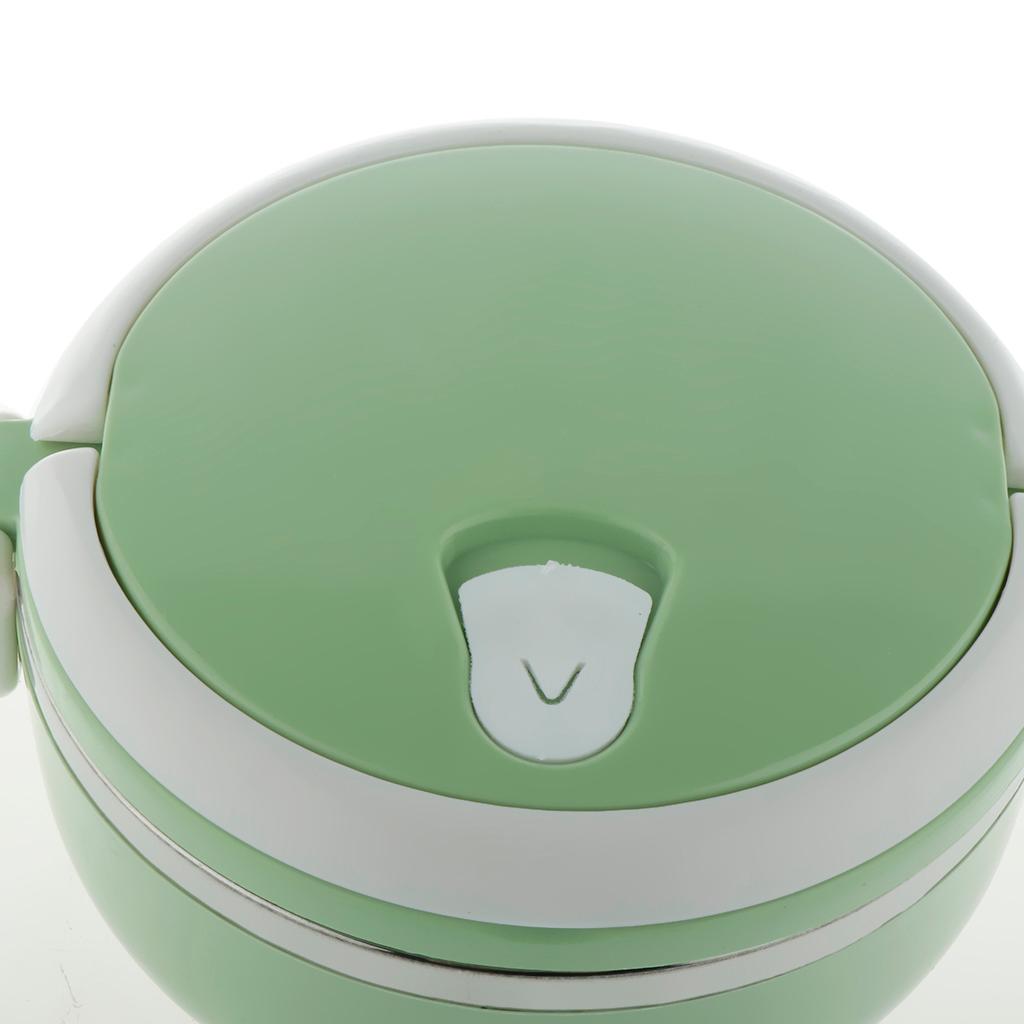 2X Student Stainless Steel Thermal Lunch Box Portable Tiffin Bento Box Green