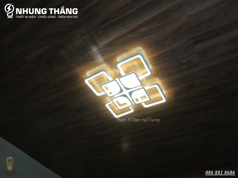 Đèn LED ốp trần Decor 8 Ô vuông NT028 - 3 Chế Độ Ánh Sáng - Tăng Giảm Ánh Sáng - Điều Khiển Từ Xa - Kết Nối Điện Thoại - Có Video