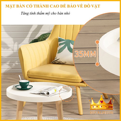 Bàn trà sofa tròn, Bàn tròn cafe, Decor chân gỗ sồi tự nhiên, Bàn Trà nhỏ gấp gọn