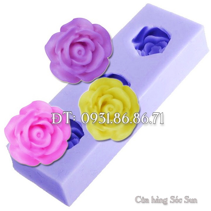 Khuôn silicon 3 hoa hồng – Mã số 1711