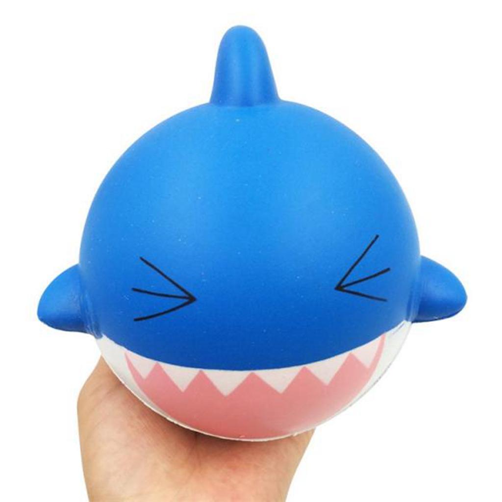 Small Shark Squishy,Kawaii Mini Soft Squeeze Toy,Hand Toy for Kids Gift,Stress Relief,Decoration,Safe Elastic Environmentally Material PU (Blue)