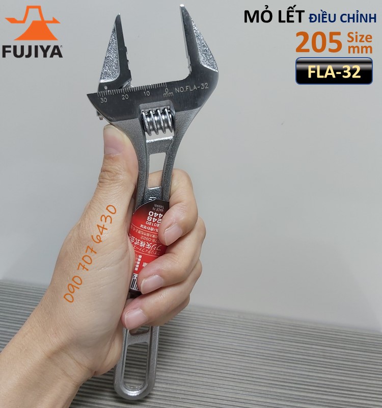 Mỏ lết điều chỉnh 8"/205mm Fujiya FLA-32 GENUINE- Made in Japan