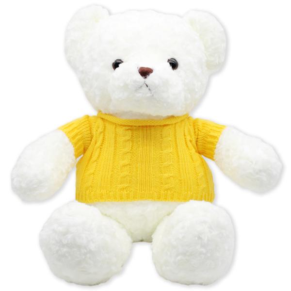 Thú Bông Gấu Teddy Trắng 40 cm - ZooZoo 40240 - Mặc Áo Len Vàng