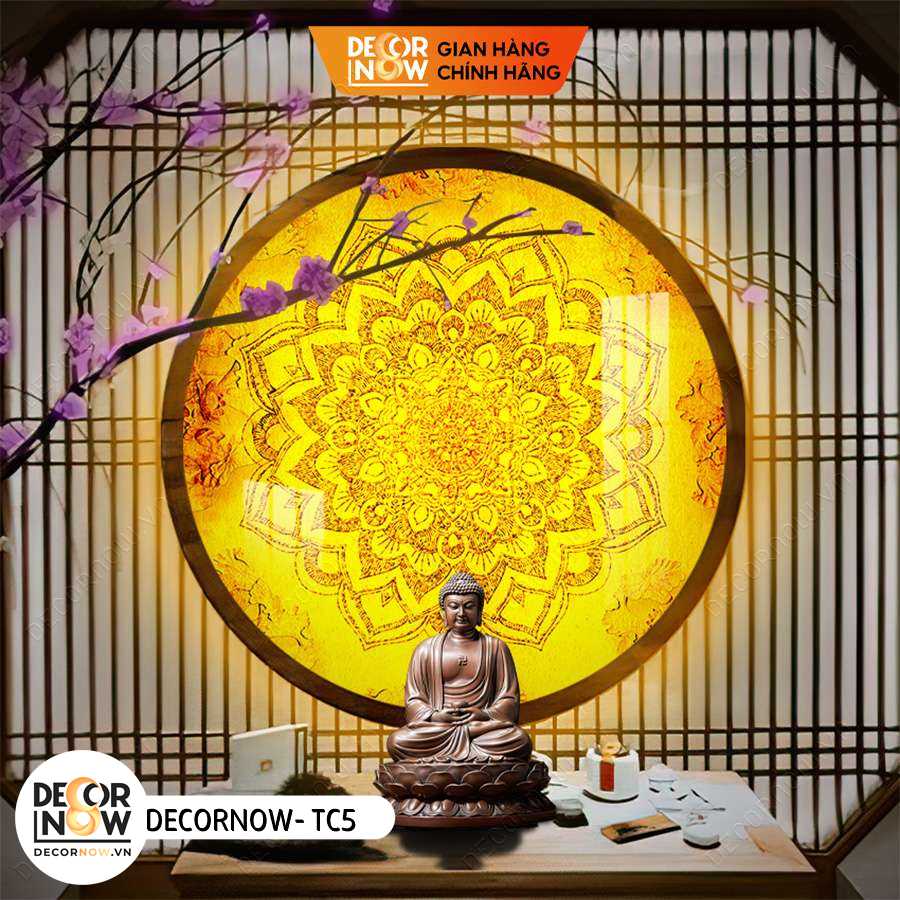 Đèn Hào Quang Phật In Tranh Trúc Chỉ DECORNOW 30,40 cm, Trang Trí Ban Thờ, Hào Quang Trúc Chỉ MANDALA DCN-TC5