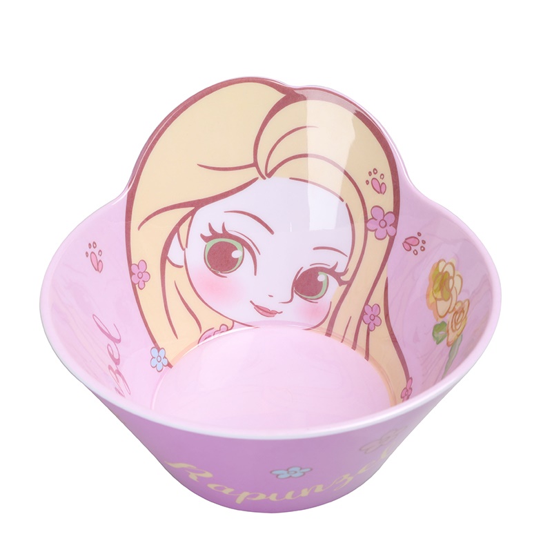 Chén ăn nhựa Melamine hình công chúa Rapunzel Princess nổi 3D màu tím cho bé gái - 78VNDP2483