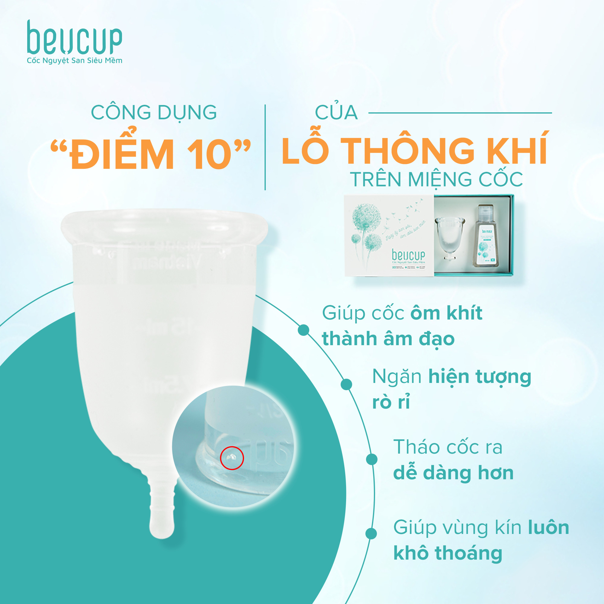 Combo Bộ 1 cốc nguyệt san BeUcup silicol y tế siêu mềm và 1 Dung dịch vệ sinh phụ nữ beUcare 100ml chính hãng