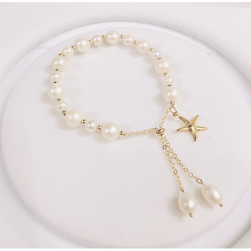 Vòng Tay Ngọc Trai Mix Charm Sao Biển, Vòng Tay Ngọc Trai Nước Ngọt Tự Nhiên Sang Trọng Dễ Thương - Trường Thịnh Ngọc Trai
