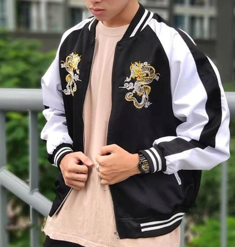 ÁO KHOÁC BOMBER NAM NỮ THÊU RỒNG
