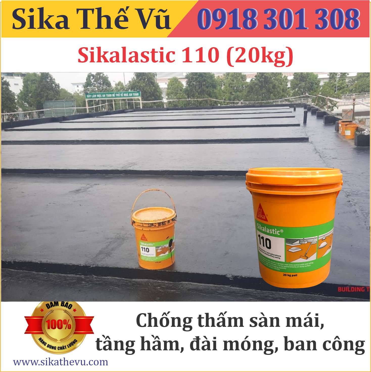 Chống thấm sàn mái, tầng hầm, đài móng, ban công - Sikalastic 110