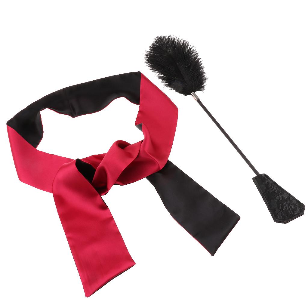 Faux Feather    Adults Toy Satin Eye  Blindfold Kit