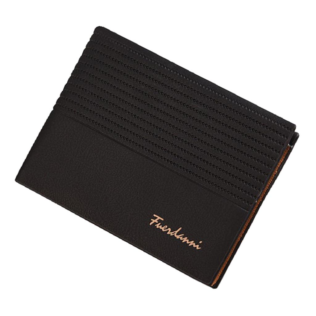 Leather Men Women Wallet Bifold Credit Card Holder Light Coffee