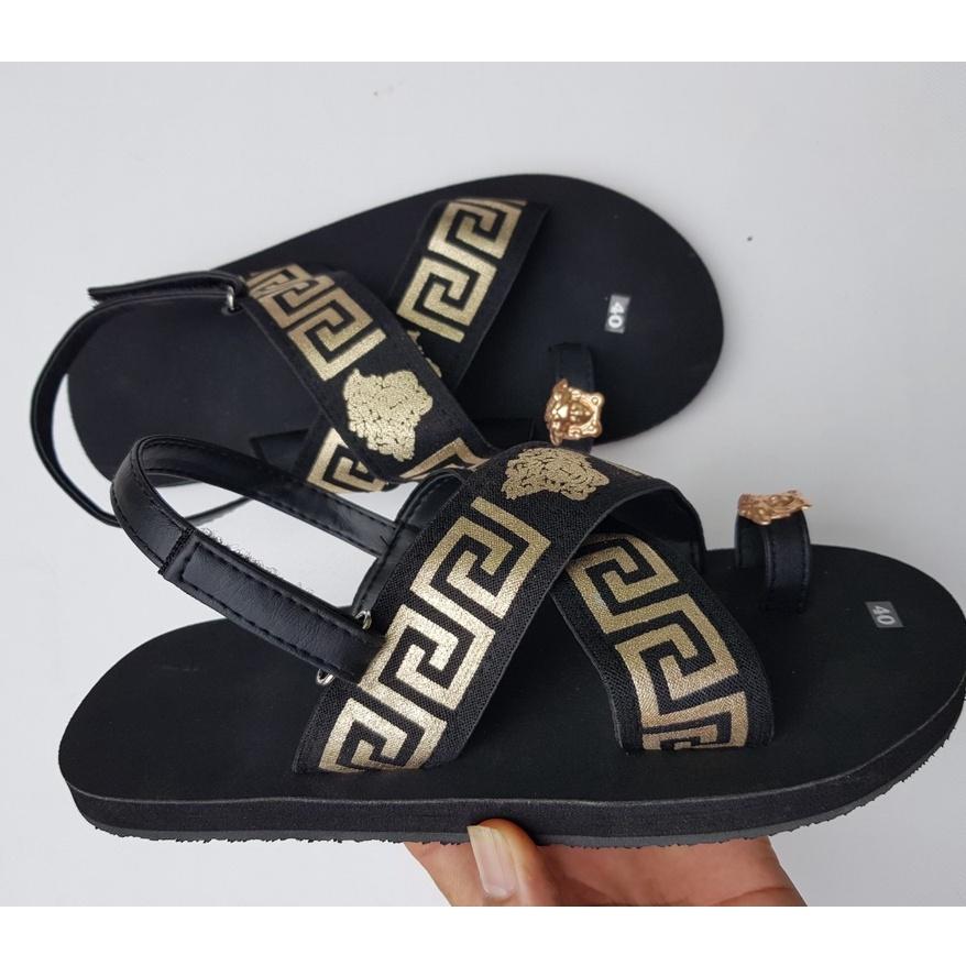 Dép xăng đan nam và nữ sandal đồng nai đế đen quai xỏ ngón chéo