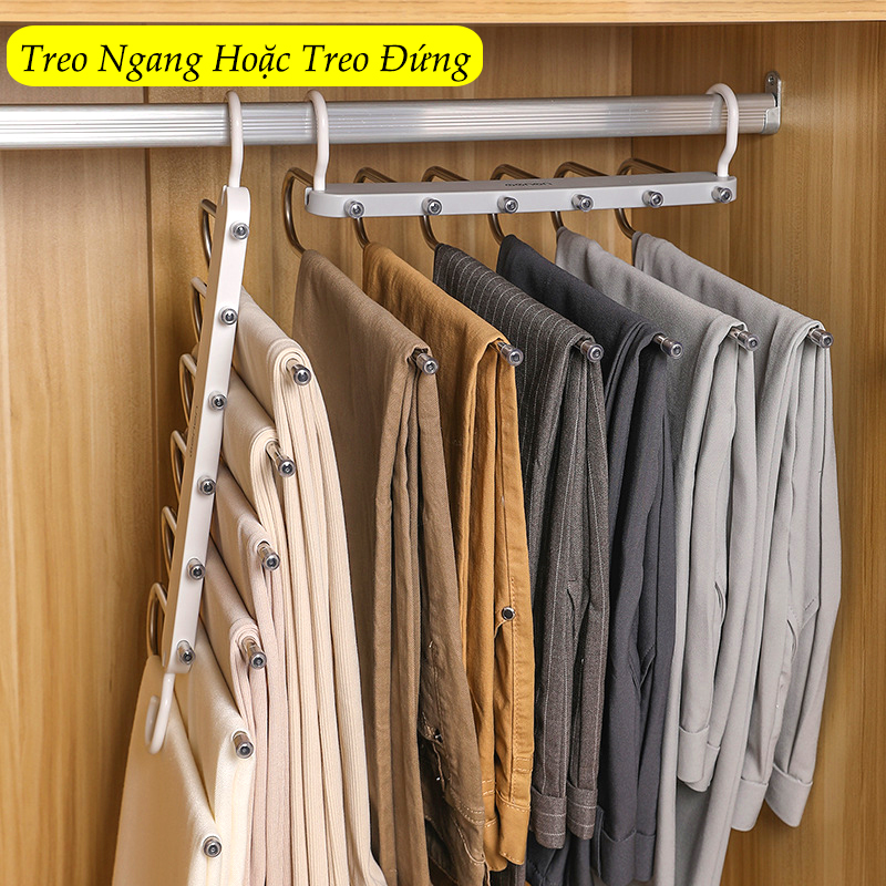 Móc treo quần áo có 6 thanh giá treo tiết kiệm không gian tủ quần áo