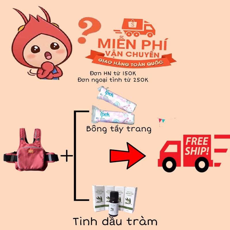 Đai đi xe máy gấp gọn ️có túi đựng đồ cao cấp đai an toàn cho bé️ vải cotton thoáng nhẹ phản quang mềm mại