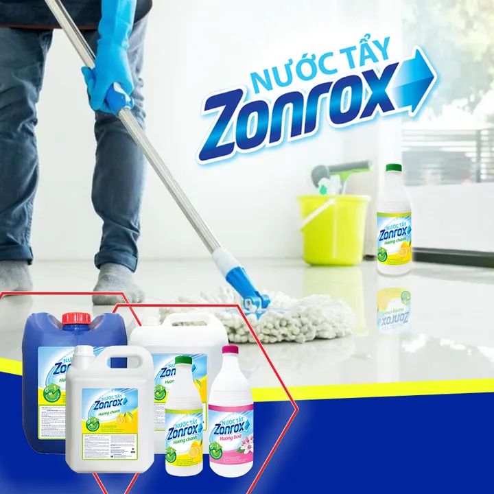 [Combo 4 TẶNG 3] 4 chai Nước tẩy vết bẩn đa năng khử mùi hôi ZONROX JAVEL 6in1 1000ML