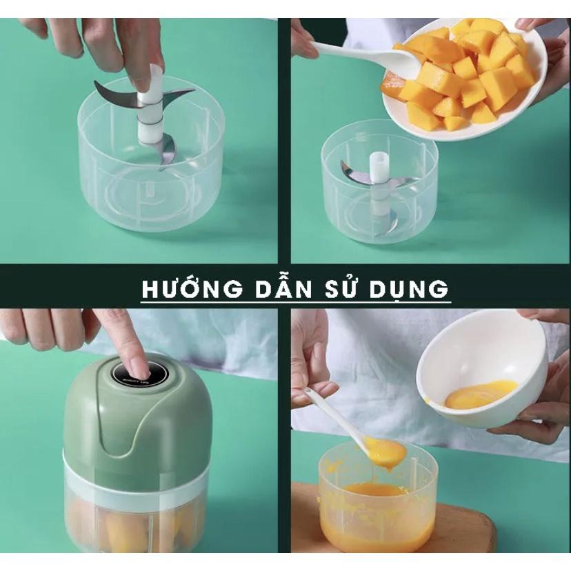 Máy Xay Tỏi Ớt Cầm Tay 250ml Sử Dụng Cổng Sạc USB Siêu Tiện Lợi, Xay Thực Phẩm, Xay Tỏi ớt, Rau Củ.