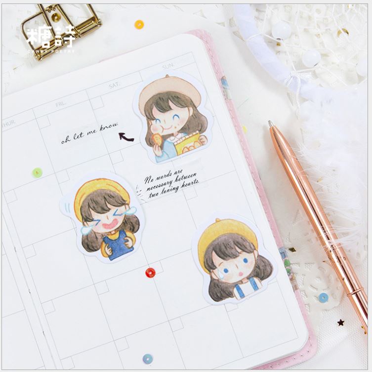 Hộp 45 Miếng Dán Sticker Trang Trí Cô Gái Ngọt Ngào