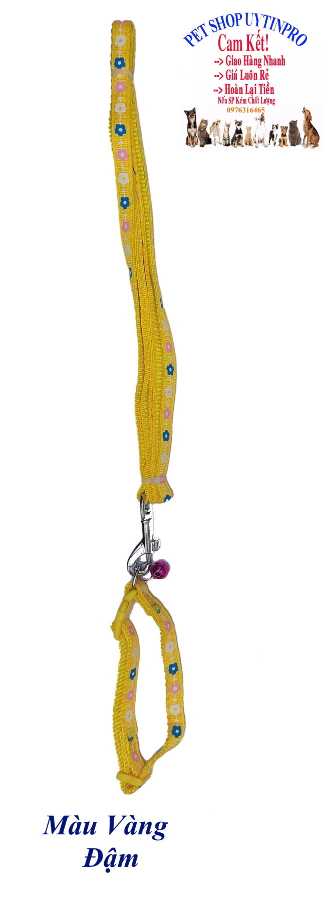 Dây dắt kèm vòng cổ có chuông cho Chó Mèo Dưới 5kg Bản rộng 1cm Dài 120cm Zichen In hình bất kỳ Chất liệu dù cao cấp