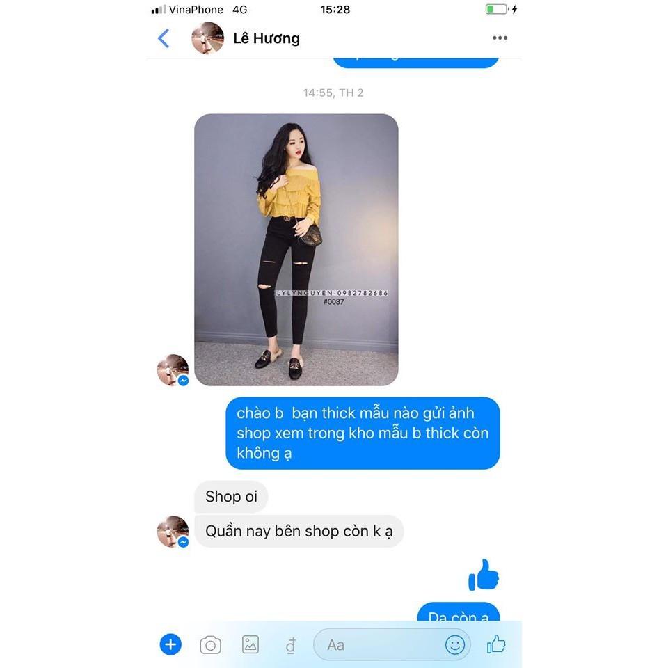 Quần jean nữ rách 3 đường co giãn