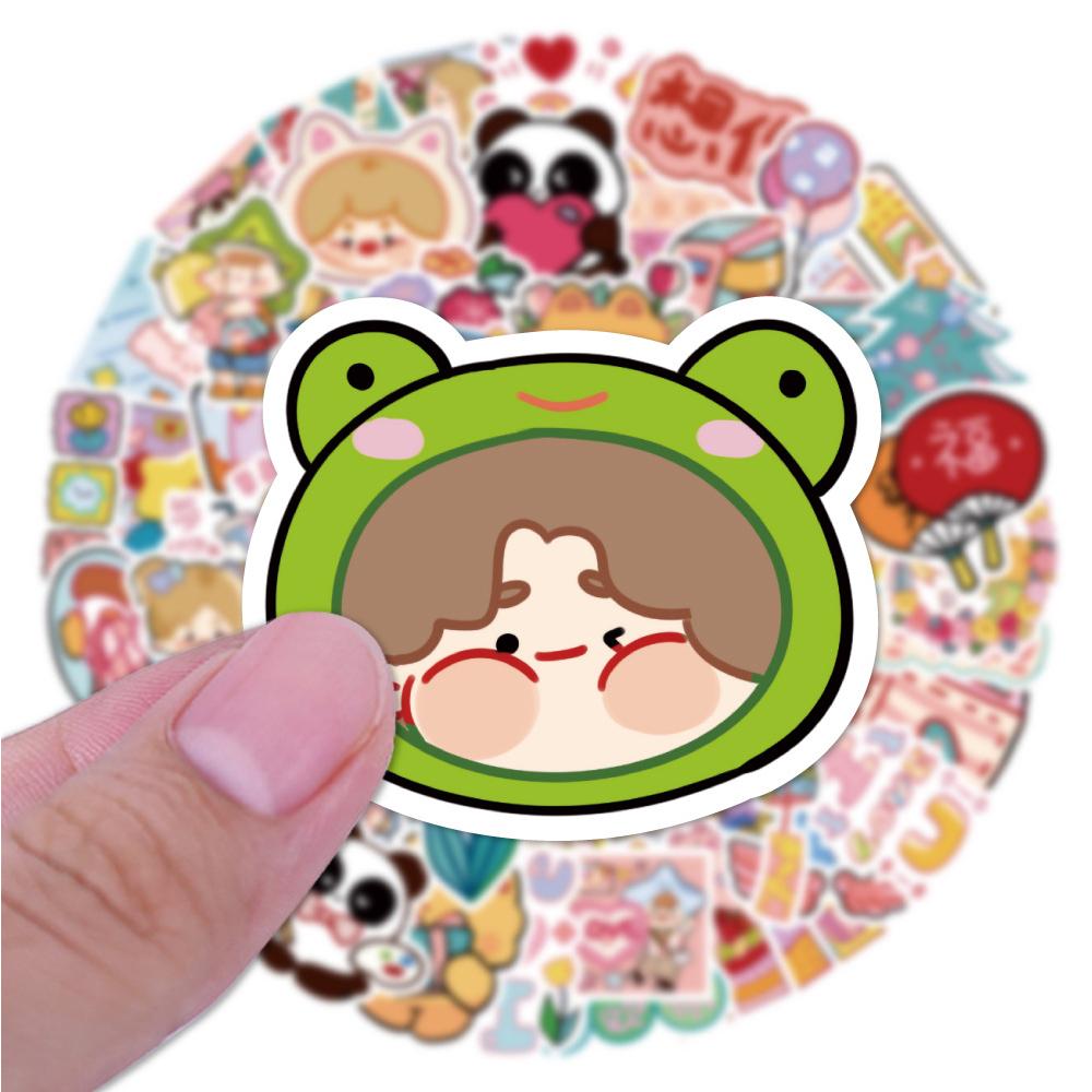 Sticker CẶP ĐÔI CHIBI hoạt hình cute trang trí mũ bảo hiểm,guitar,ukulele,điện thoại,sổ tay,laptop-mẫu S100