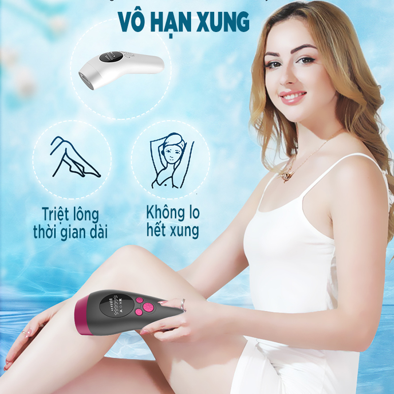 Máy Triệt Lông Lạnh IR01, Máy Triệt Lông Mini Vĩnh Viễn Đa Năng Tại Nhà, Triệt Bikini Nách Toàn Thân 8 Cấp Độ Vô Hạn Xung